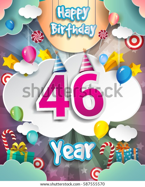 46th Birthday Celebration Greeting Card Design Stock Vector (Royalty ...