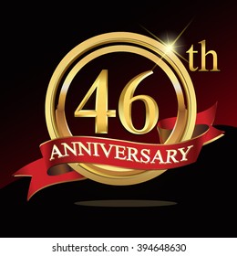 46th golden anniversary logo. with ring and ribbon.