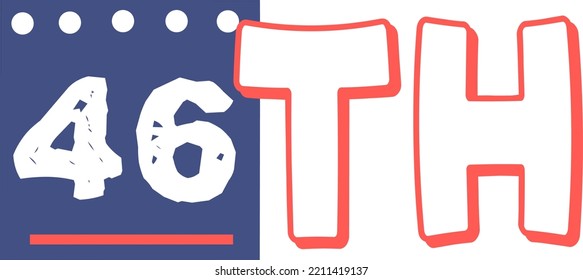 46.ª ilustración de arte vectorial contando números ordinales con fuente fantástica y color rojo azul, hojas de cálculo - hojas de cálculo de número de secuencia de coincidencia para preescolares 