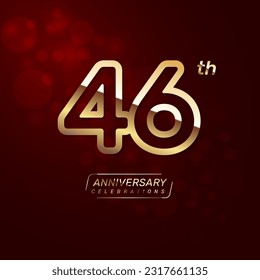 46th year anniversary logo design with a double line concept in gold color