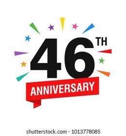46th Years Anniversary Logo Design Vector. Modern Illustration
