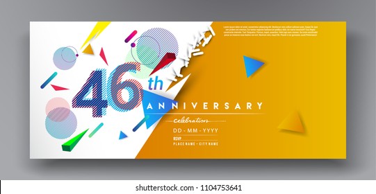 46th years anniversary logo, vector design birthday celebration with colorful geometric background and circles shape.