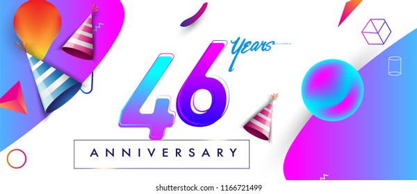 46th years anniversary logo, vector design birthday celebration with colorful geometric background and abstract elements.
