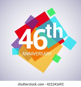 46th years anniversary logo, vector design birthday celebration with colorful geometric isolated on white background.