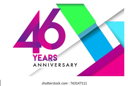46th years anniversary logo, vector design birthday celebration with colorful geometric isolated on white background.