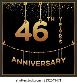46th years anniversary, vector design for anniversary celebration with gold color on black background, simple and luxury design. logo vector template