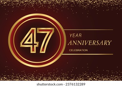 47 anniversary logo with confetti and golden ring. vector design for greeting card and invitation card.