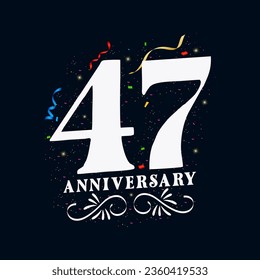 47 Anniversary luxurious Golden color 47 Years Anniversary Celebration Logo Design Template