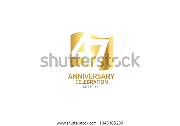 47 anniversary, minimalist logo\
years, jubilee, greeting card. Birthday invitation.Sign Flag Gold\
space vector illustration on white background -\
Vector