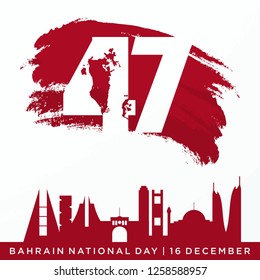 47 Bahrain National Day. Arabic translation: Our National Day. 16 December. Skyline. Vector Illustration.