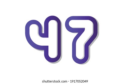 47 Cool Modern Purple 3D Number