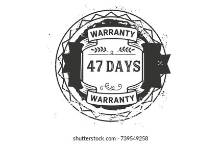 47 days warranty icon vintage rubber stamp guarantee