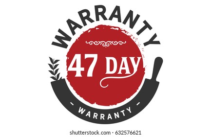 47 days warranty label icon vector vintage