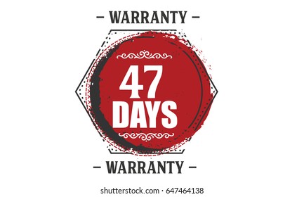 47 days warranty vector with black background