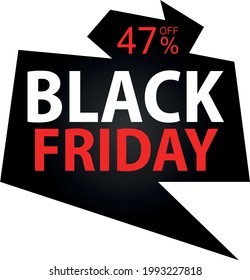 47% Discount on Special Offer. Banner for Black Friday With Forty-seven Percent Discount.