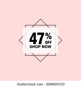 47 discount, Sales Vector badges for Labels, , Stickers, Banners, Tags, Web Stickers, New offer. Discount origami sign banner