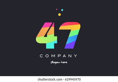 47 forty seven creative color green orange blue magenta pink number digit company logo vector icon spectrum