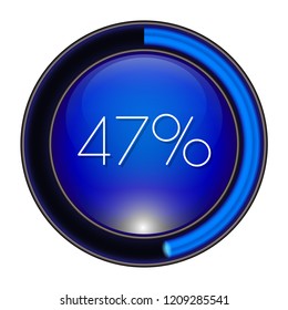 47% Glass blue  Vector loader progress button. step by step zero to hundred. 3D high quality premium well aligned graphic