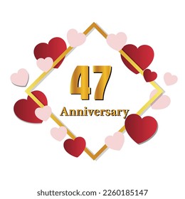 47 glossy gold number vector set. Realistic romantic typeface. Decorative numbers for Valentines, Mothers day, wedding banner, cover, birthday or anniversary, holiday party.