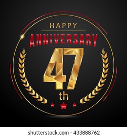 47 golden anniversary logo, low poly design number