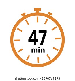 47 minute Timer, clock, icon vector stopwatch isolated icons. Countdown timer symbol.