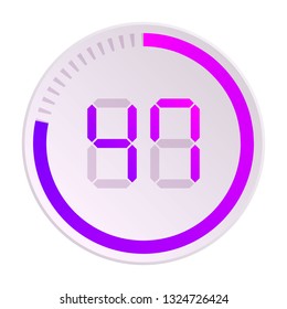 The 47 minutes, stopwatch vector icon, digital timer. Vector digital count down circle board with circle time pie diagram. Watch outline style design, designed for web and app.