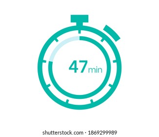 Icono de temporizador de 47 minutos, temporizador digital de 47 minutos. Reloj y reloj, temporizador, cuenta atrás