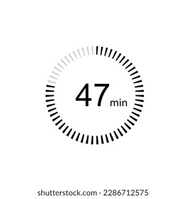47 minutes timer icon,47 min digital timer. Clock and watch, timer, countdown.