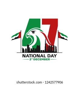 47 National Day of United Arab Emirates. Falcon head. Vector Illustration.