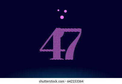 47 number digit logo pink line stripes magenta purple blue font creative text dots company vector icon design
