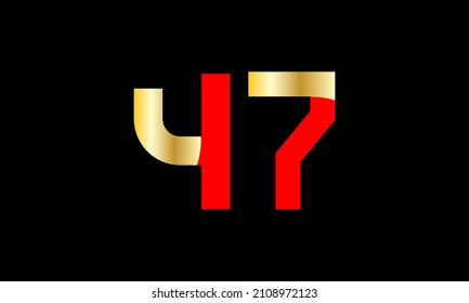 47 Number New Gold Red Elegant Logo