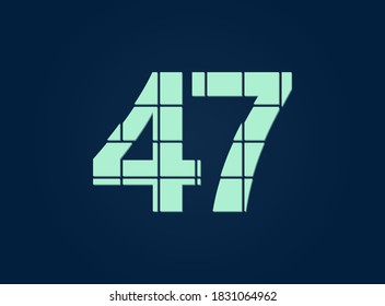 47 number, vector desing font.  Made of knife cut. For logo, brand label, design elements, corporate identity, application & more. IsolatedEps10 illustration