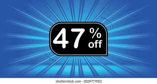 47% off - blue and black banner - 
forty-seven percent discount banner for big sales.
