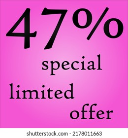 47 Off Limited Special Offer vector art illustration with purple background color and fantastic font