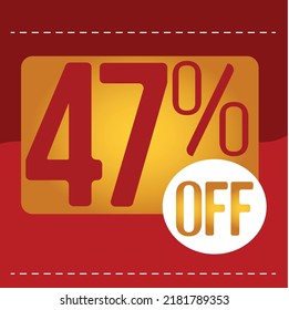 47% off. red and orange banner with floating balloon for promotions and offers
