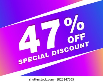 47% OFF Sale Discount Banner. Discount offer price tag. 47% OFF Special Discount offer