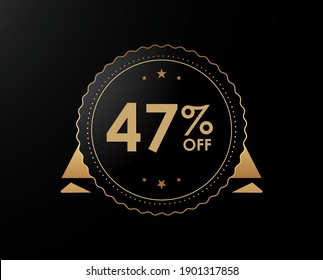 47% OFF Sale Discount Banner, 47 percent off isolated sticker