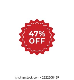 47% off sale label symbol promotion flat icon, Sale tag vector badge template, clearance sale sticker emblem, bargain sale red sign modern design isolated on white background