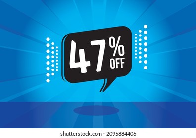 47 percent discount. blue banner with floating balloon for promotions and offers. Vector Illustration.