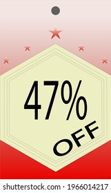 47% percent discount, cream tag for promotions and offers