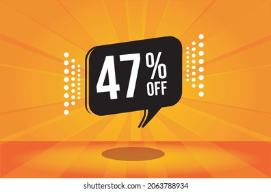 47 percent discount. Orange banner with floating balloon for promotions and offers. Vector Illustration.