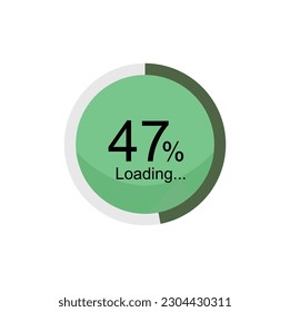 47 percent filled round loading. 47% loading or charging symbol. Progress, waiting, transfer, buffering or downloading icon. Infographic element for website or mobile app interface.