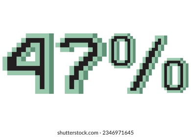 47 percent with pixel art 3d. Vector illustration.