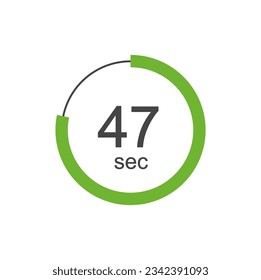 47 sec Digital Countdown Timer Vector Icon. 47 sec Stopwatch Analog or Digital Timer Illustration.