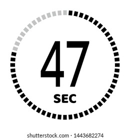 The 47 second countdown timer or digital counter timer clock vector icon. Stopwatch vector icon, digital timer.   For smartphone UI or UX countdown timer design.