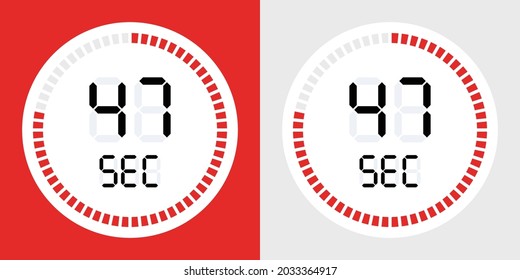 47 second timer clock icon vector illustration