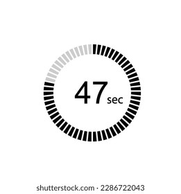 47 seconds timer icon,47 sec digital timer. Clock and watch, timer, countdown.