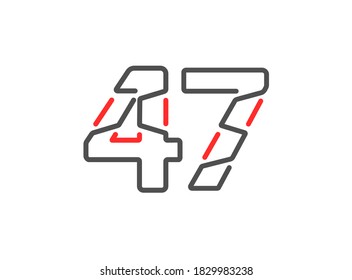 47 vector number. Modern trendy, creative style line design. For logo, brand label, design elements, corporate identity, application etc. Isolated vector illustration          