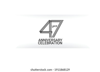 47 year anniversary celebration Black Line. logotype isolated on White background for celebration, invitation card, and greeting card-Vector