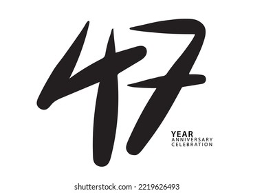 47 year anniversary celebration black color logotype vector, 47 number design, 47th Birthday invitation, logo number design vector illustration

